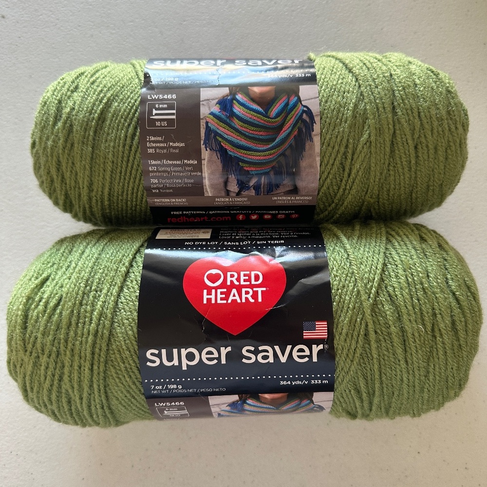 2 skeins RED HEART  super saver yarn